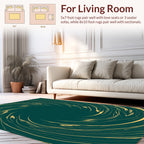 Deep Teal Swirling Abstract Art Rug