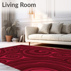 Deep Red Swirl Pattern Rug