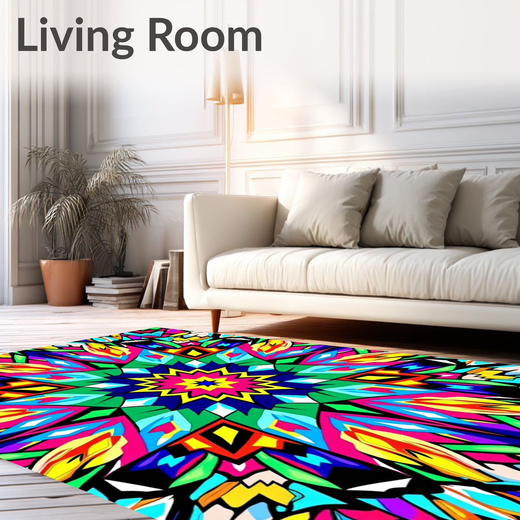 Colorful Geometric Starburst Pattern Rug