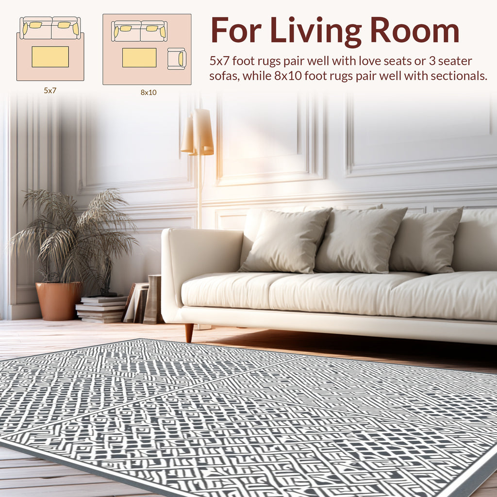 Intricate Maze Geometric Pattern Rug