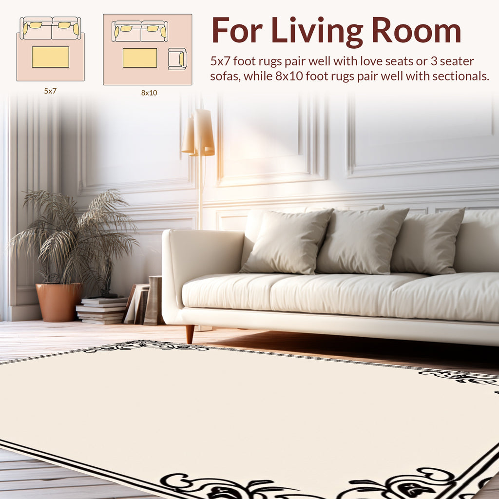 Classic Floral Scroll Border Design Rug