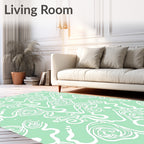 Soft Mint Swirl Abstract Pattern Rug
