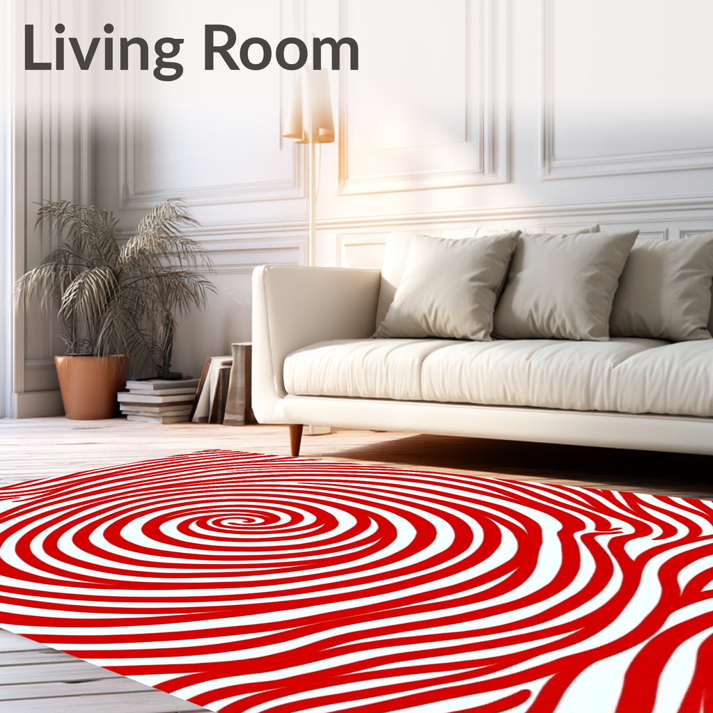 Red Swirl Stripe Abstract Pattern Rug