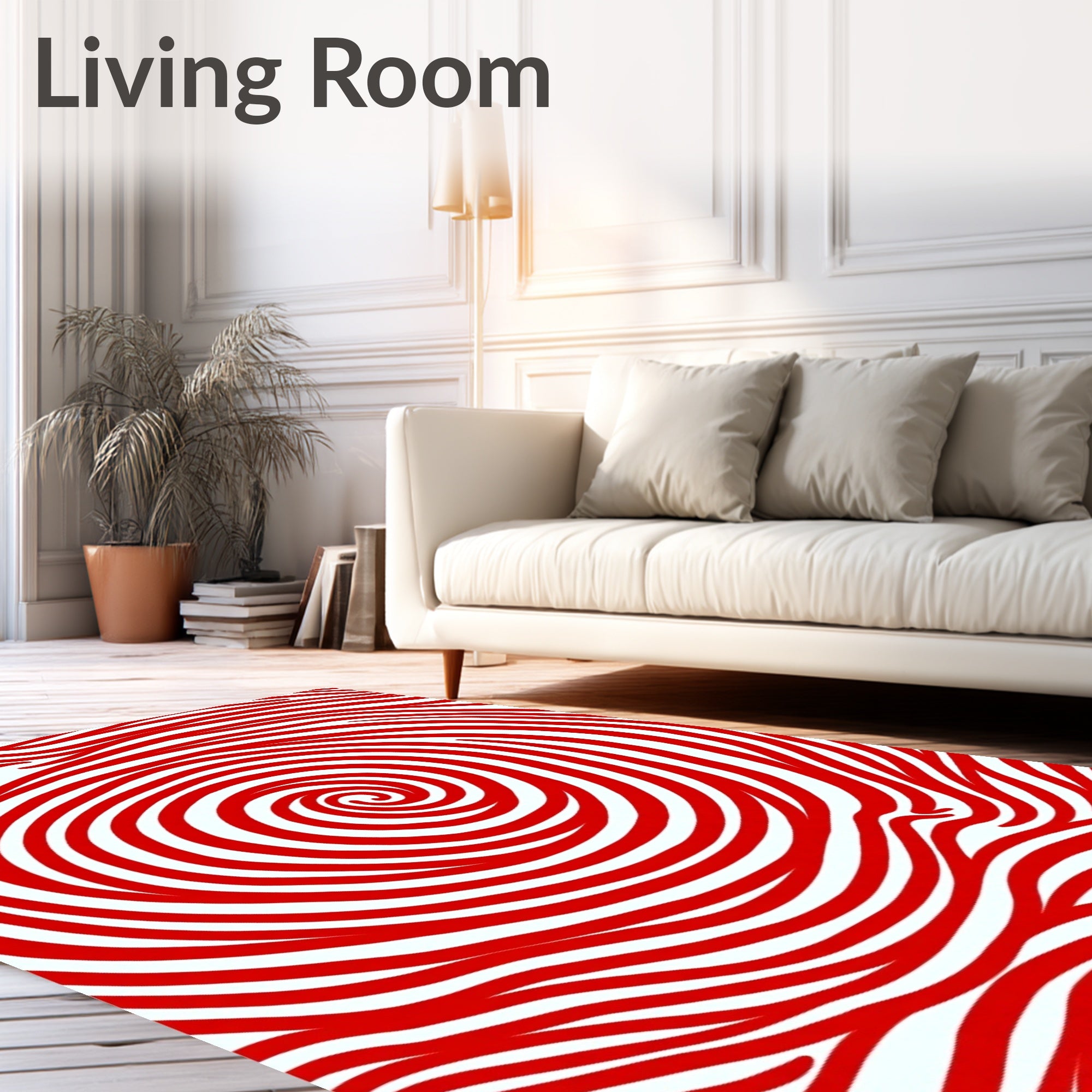 Red Swirl Stripe Abstract Pattern Rug