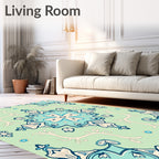 Light Blue Medallion Floral Pattern Rug