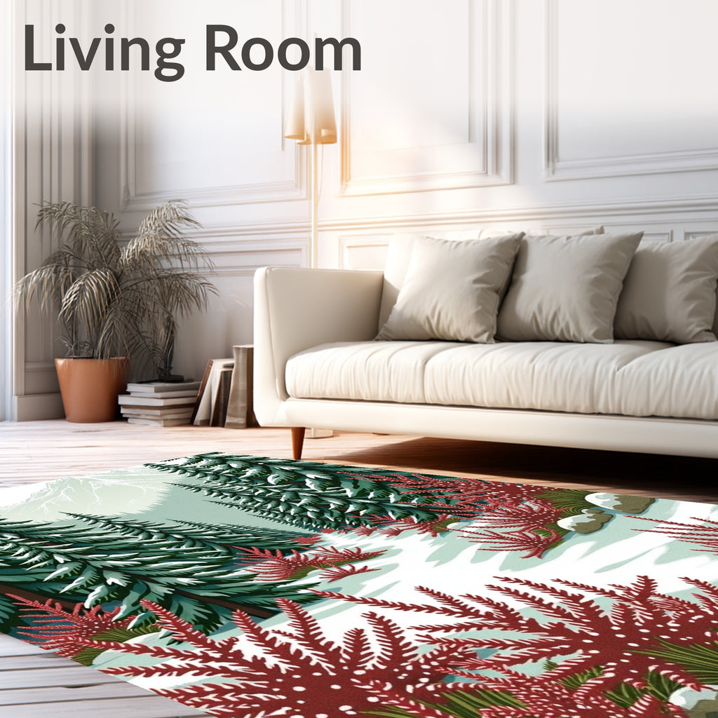 Winter Evergreen Forest Scenic Path Rug