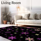Pink Yellow Snowflake Scatter Rug
