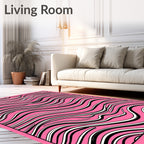 Modern Pink Zebra Stripe Design Rug
