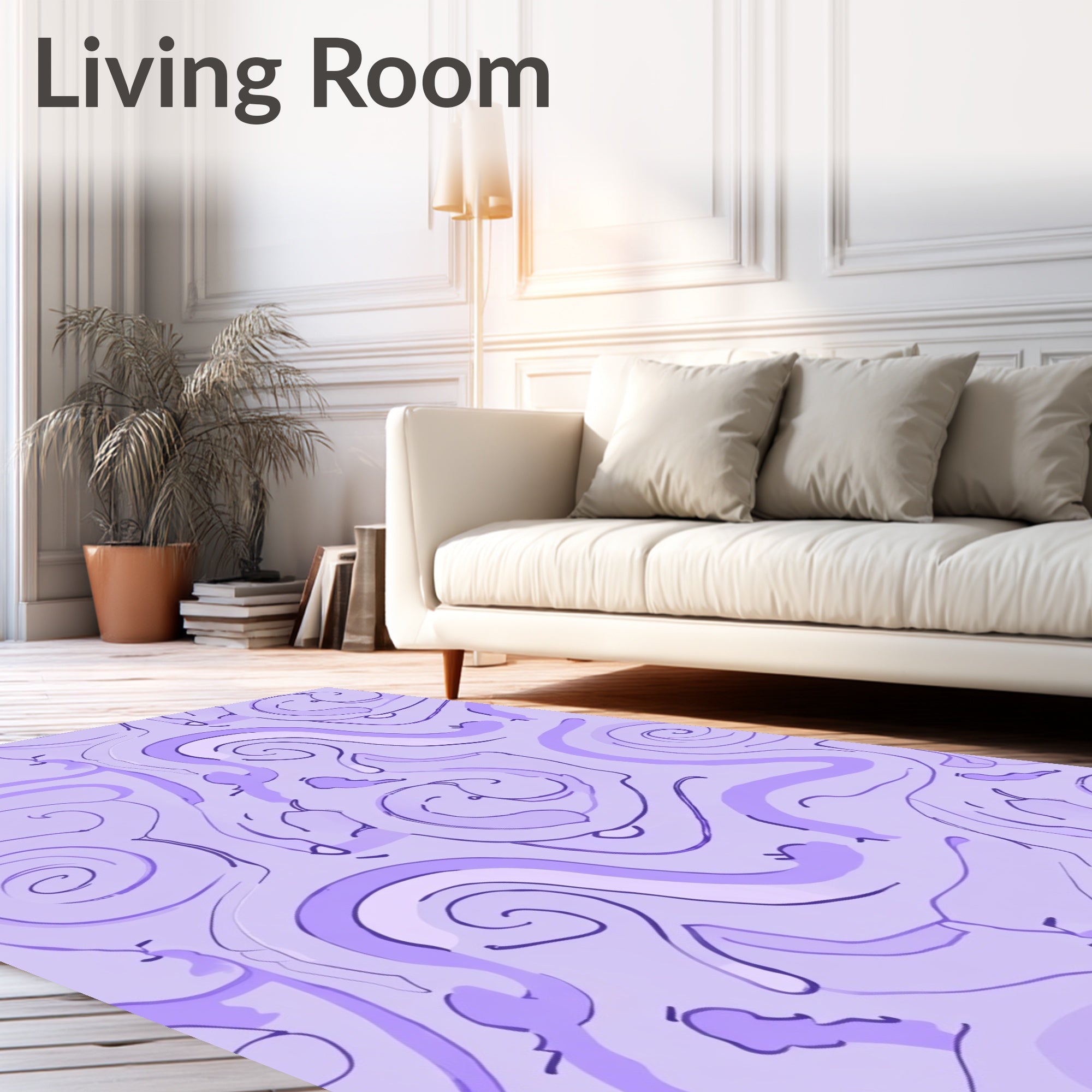 Lilac Wavy Swirl Art Design Rug