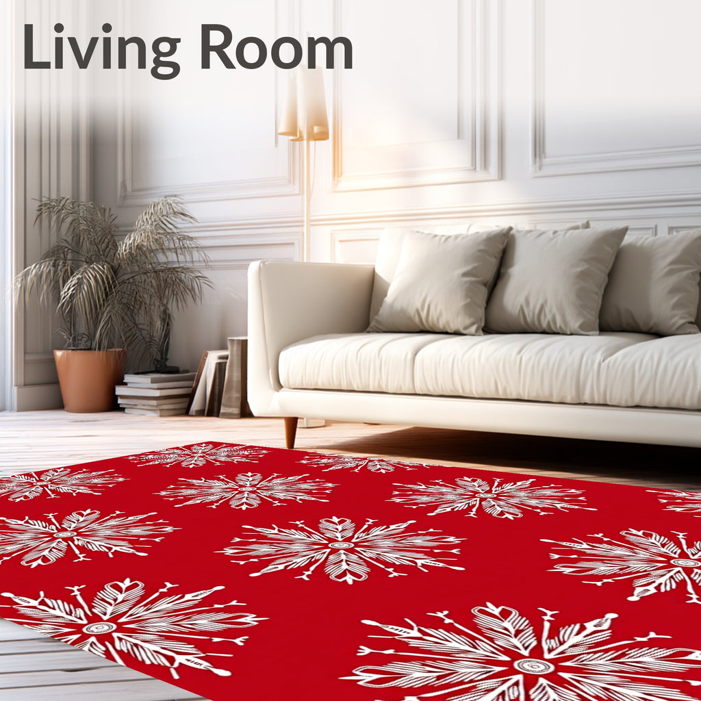 Red Snowflake Pattern Rug