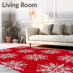 Red Snowflake Pattern Rug