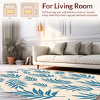 Seamless Blue Fern Leaf Pattern Rug
