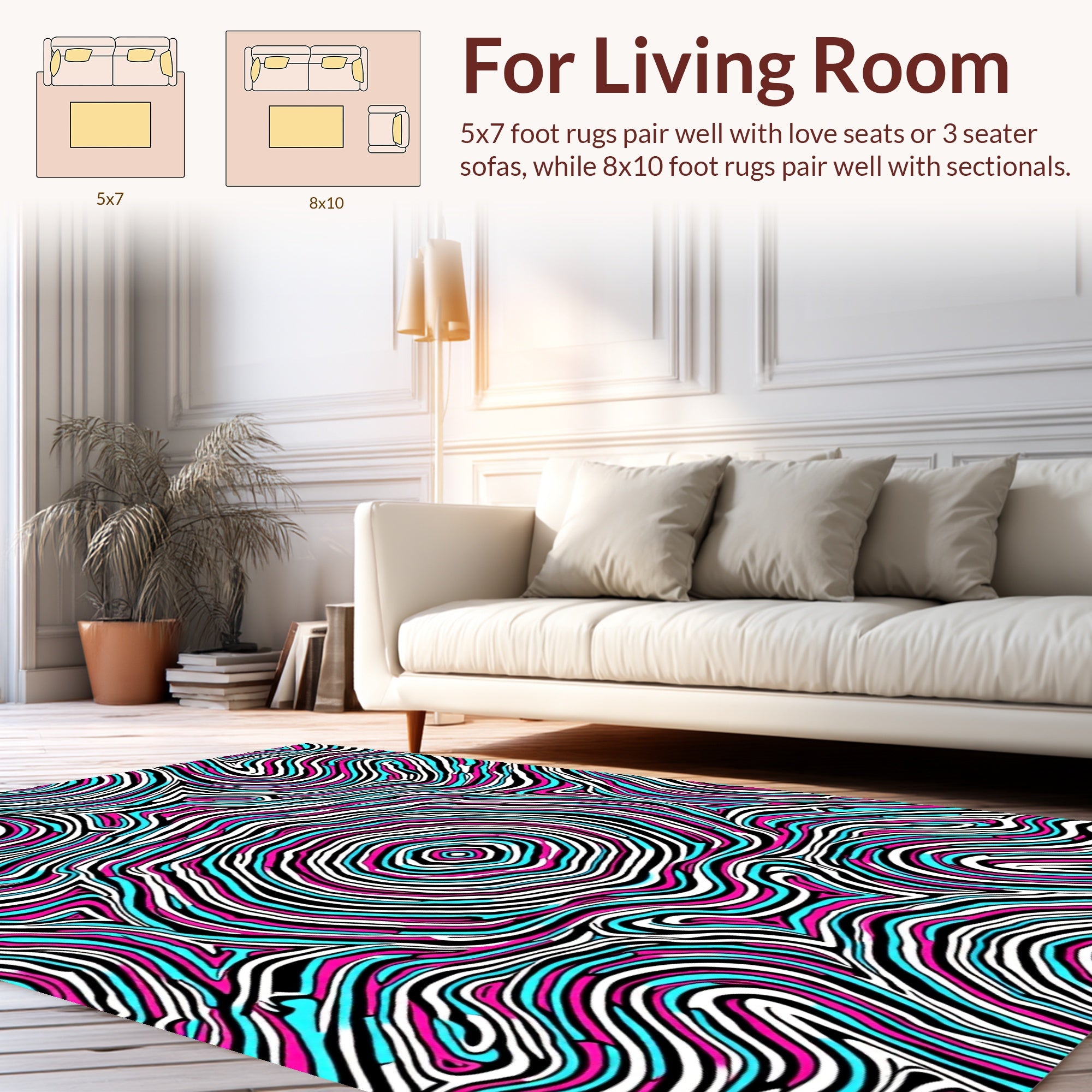 Vibrant Swirled Line Pattern Design Rug