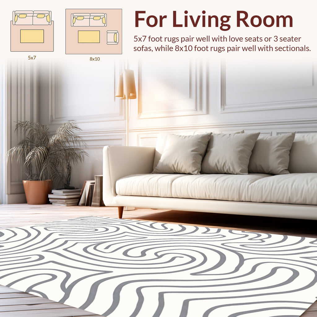 Abstract Gray Swirl Pattern Rug