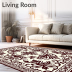 Intricate Floral Damask Pattern Rug