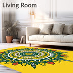Vibrant Yellow Floral Mandala Design Rug