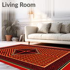 Bold Geometric Tribal Fire Rug