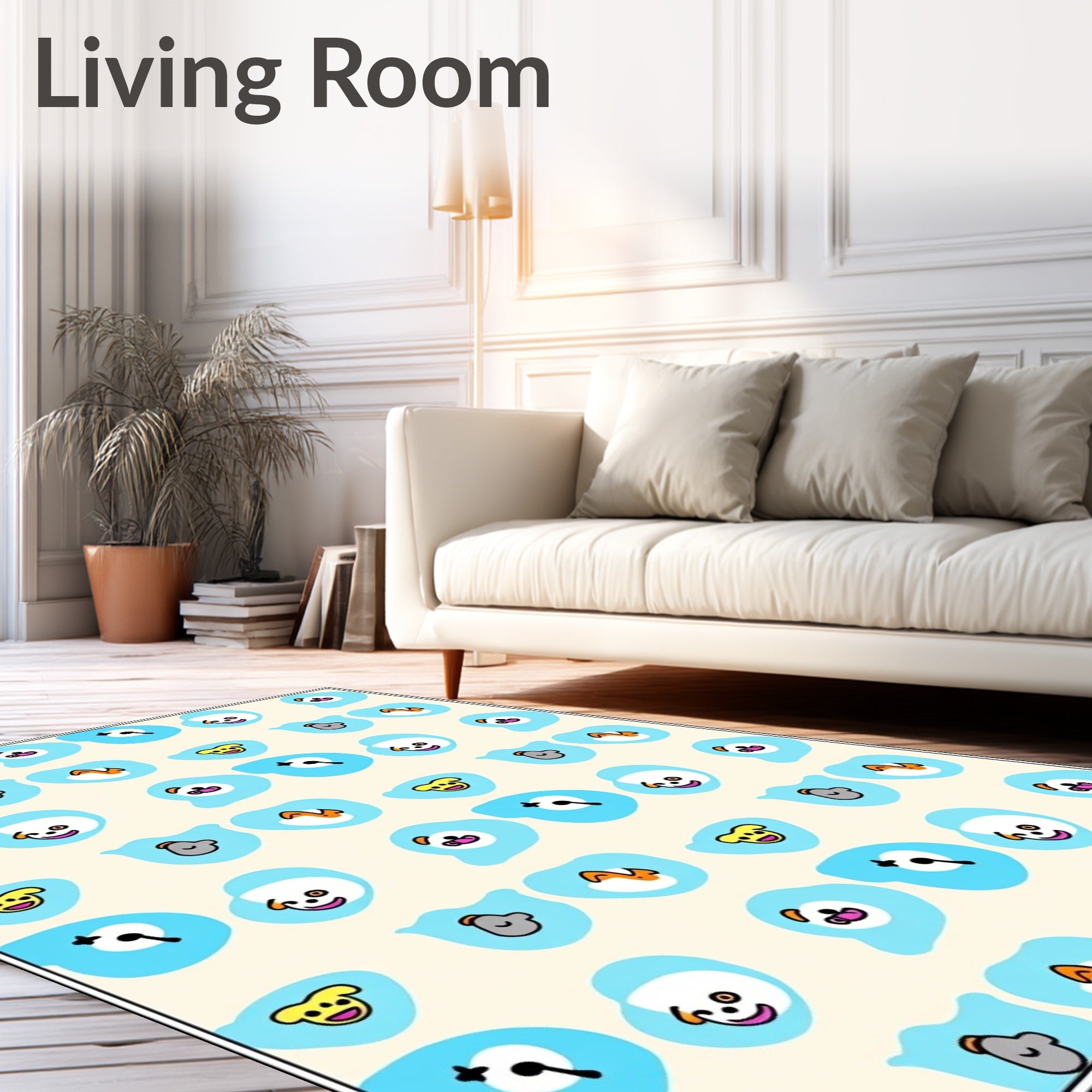 Cute Cartoon Animal Icons Pattern Rug