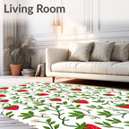 Vining Strawberry Floral Pattern Rug