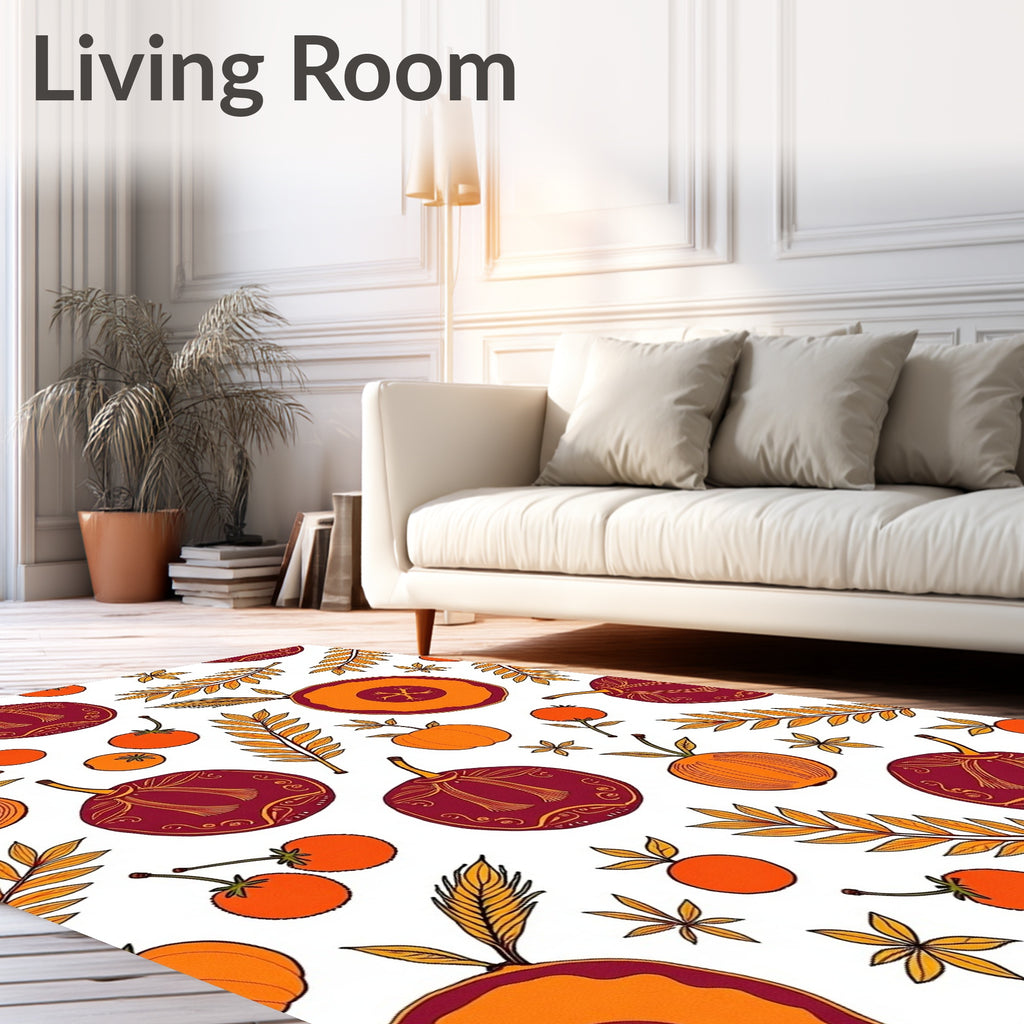 Warm Autumn Harvest Fruit Pattern Rug