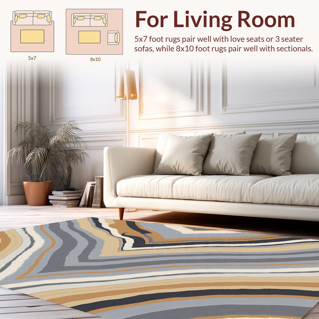 Abstract Wavy Earth Tones Rug