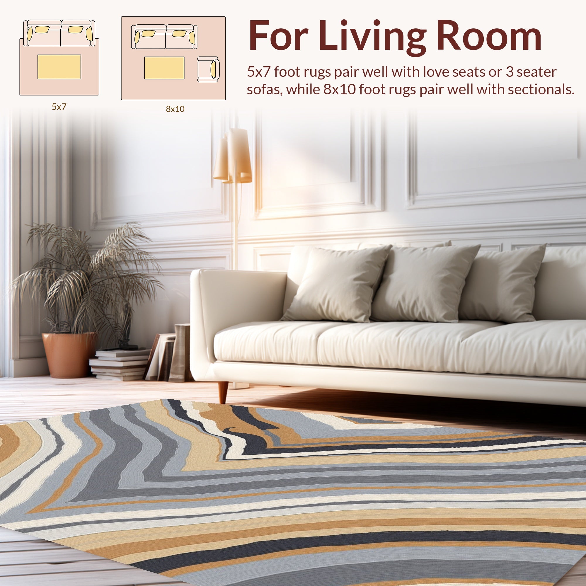 Abstract Wavy Earth Tones Rug