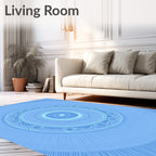 Sky Blue Radial Sunburst Medallion Rug