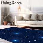 Blue Celestial Orbit Pattern Rug