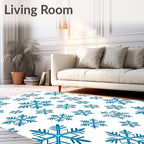 Teal Blue Snowflake Scatter Rug