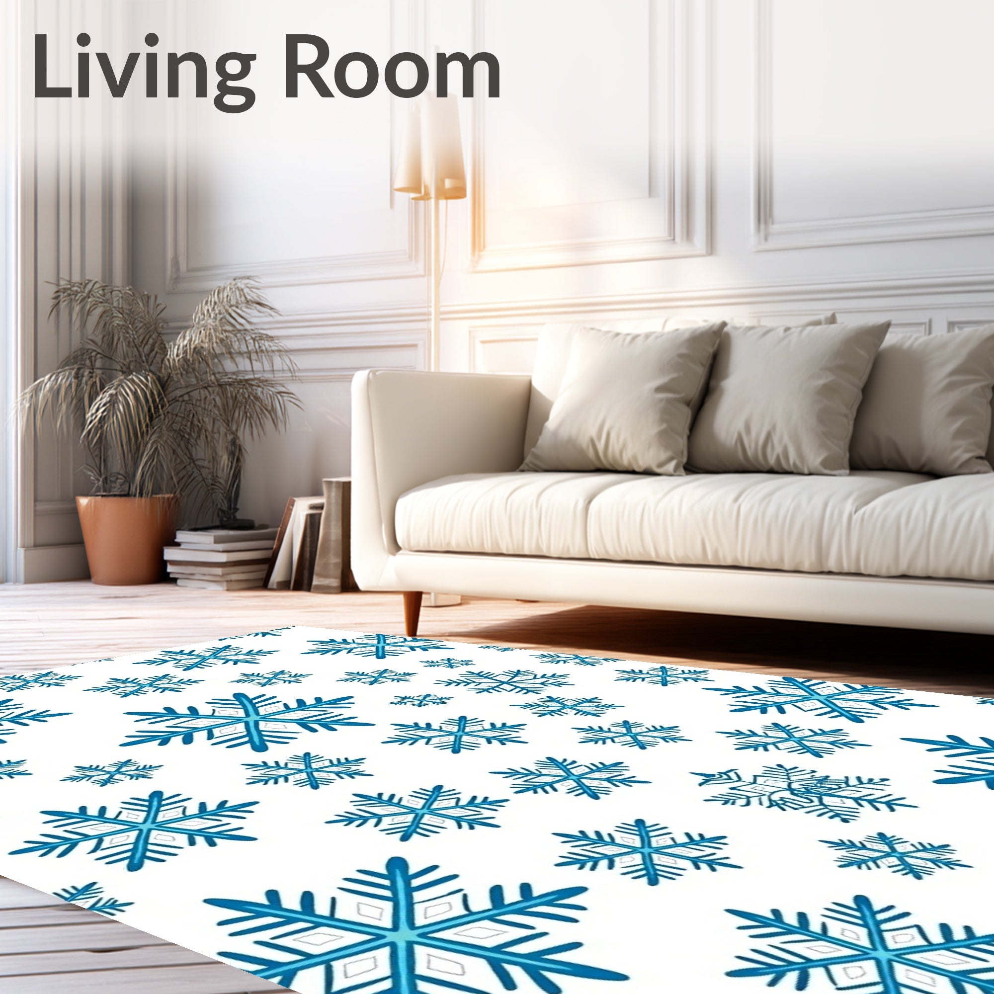Teal Blue Snowflake Scatter Rug