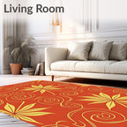 Golden Floral Swirls Pattern Rug