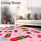 Whimsical Christmas Gnomes Gifts Pattern Rug