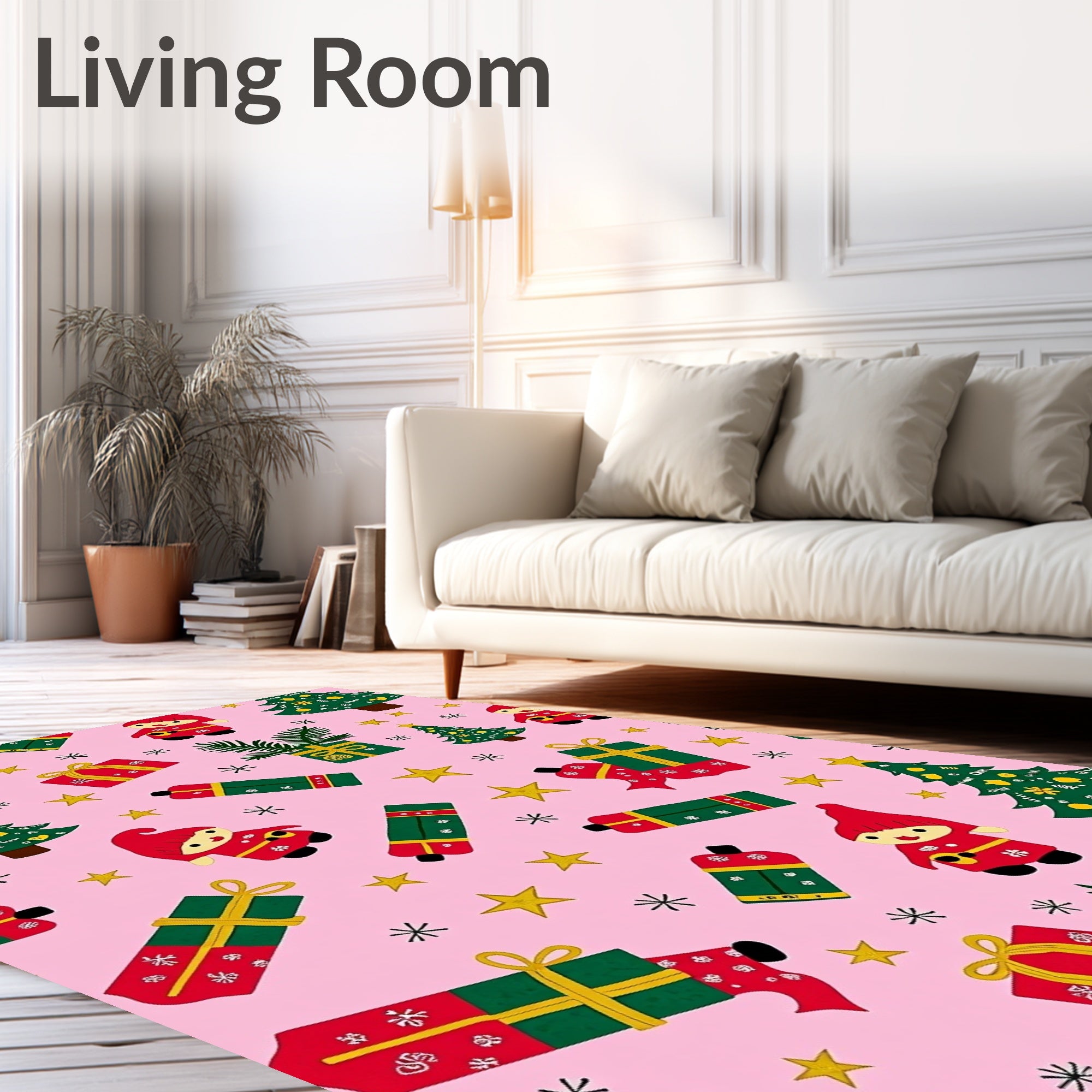 Whimsical Christmas Gnomes Gifts Pattern Rug