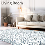 Organic Swirls Abstract Bordered Design Rug