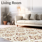 Brown Abstract Floral Pattern Design Rug