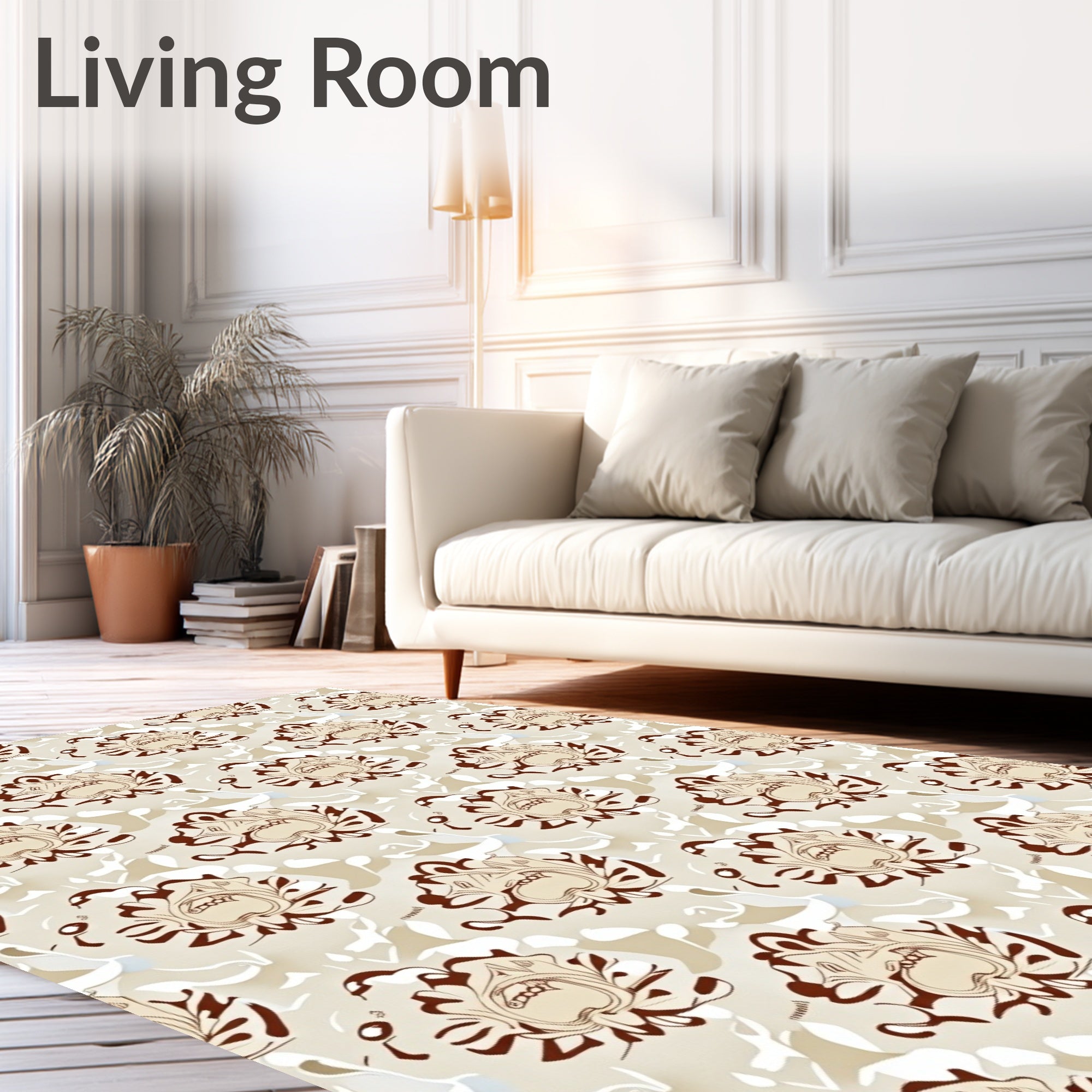 Brown Abstract Floral Pattern Design Rug