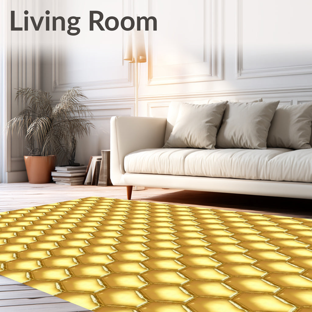 Golden Honeycomb Hexagonal Design Rug