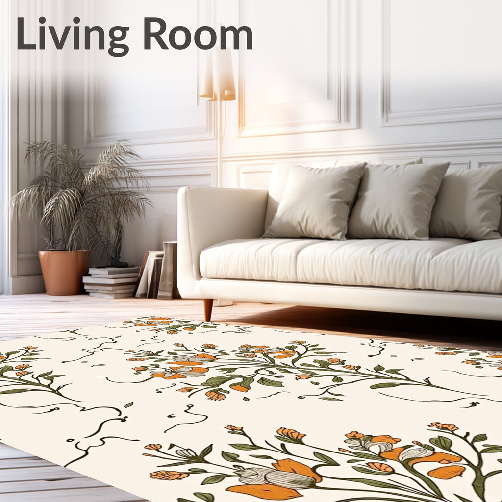 Vintage Floral Sketch Vines Rug