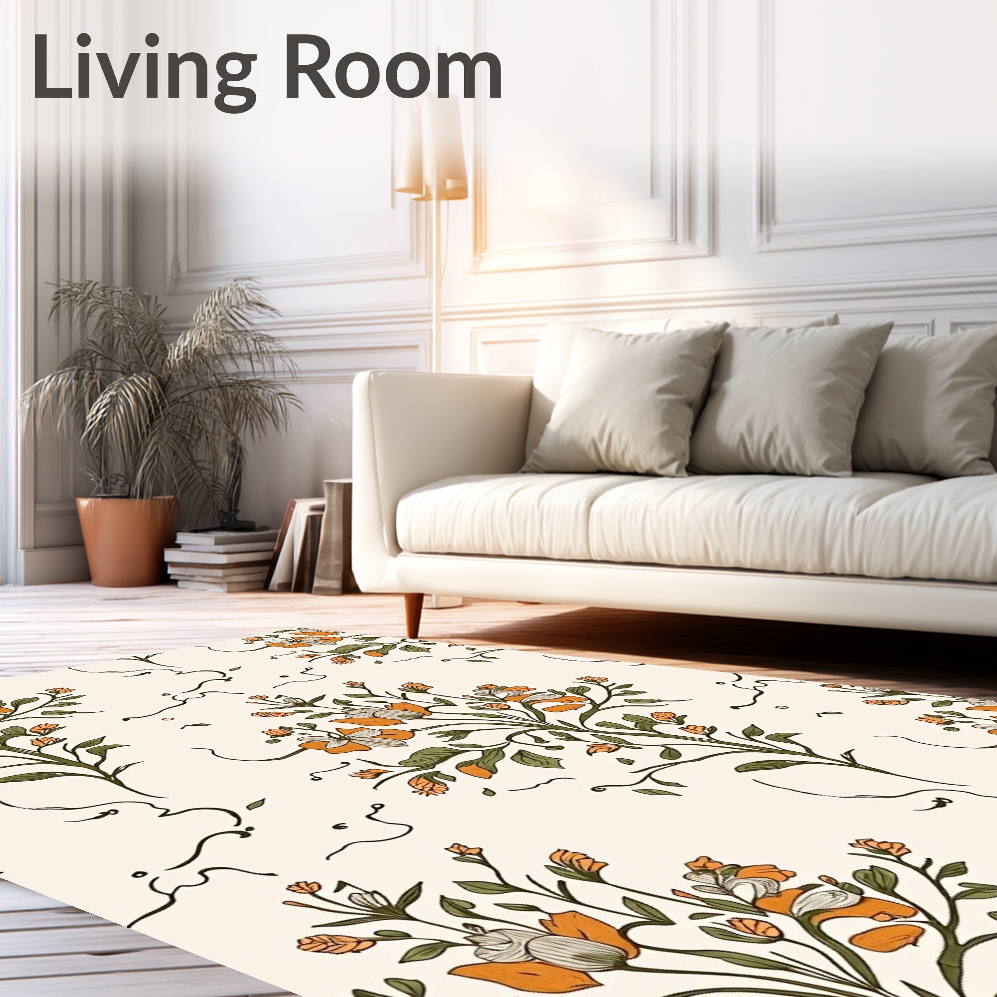 Vintage Floral Sketch Vines Rug