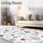 Festive Green Red Pine Swirls Rug
