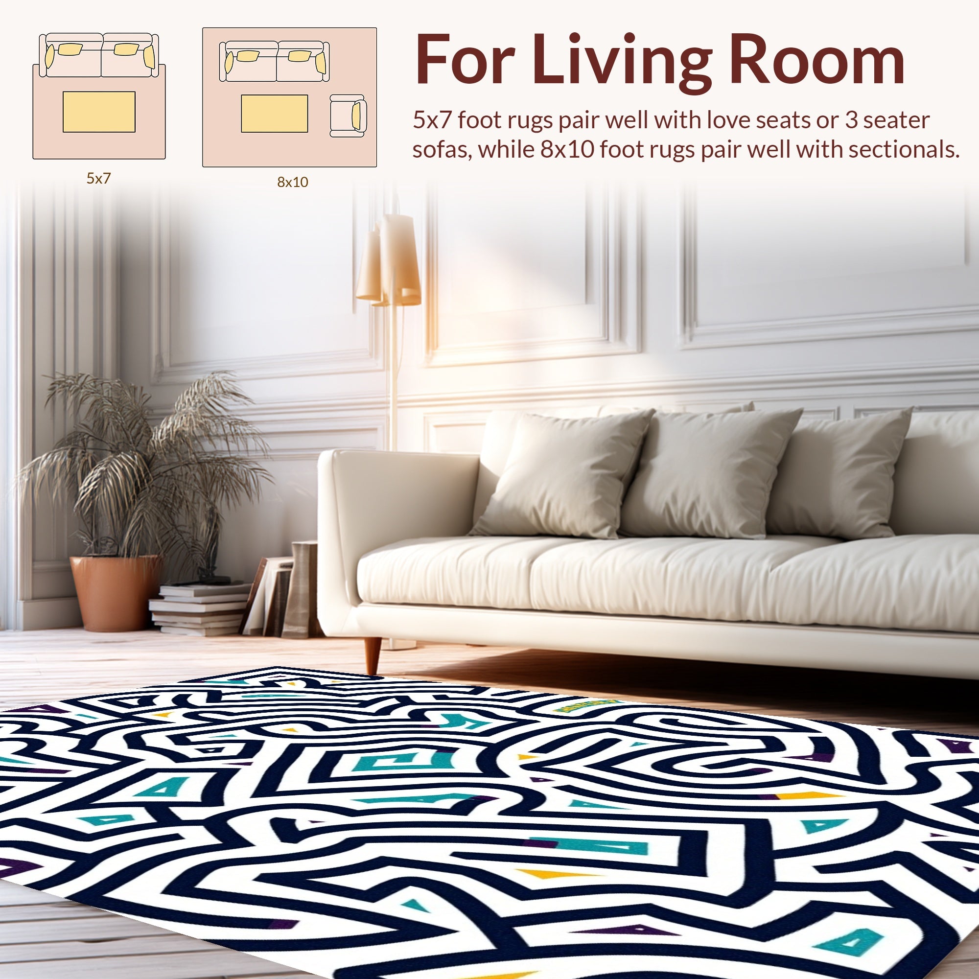 Abstract Labyrinth Geometric Pattern Rug