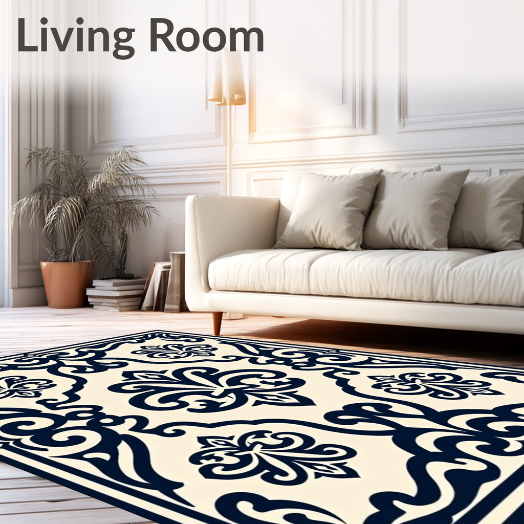Ornate Floral Damask Motif Rug