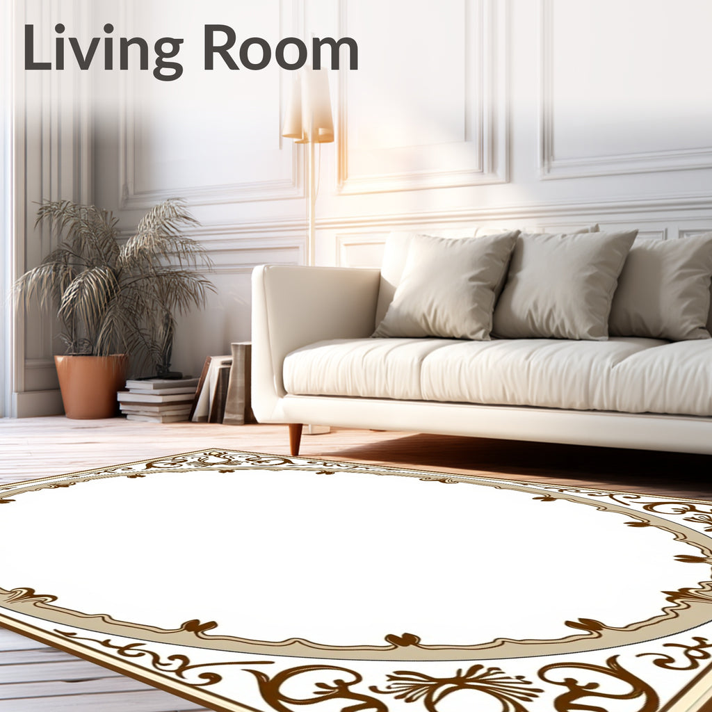 Ornate Scrollwork Classic Border Rug
