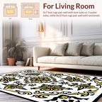 Classic Yellow Black Damask Design Rug