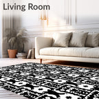 Bold Black White Abstract Pattern Rug