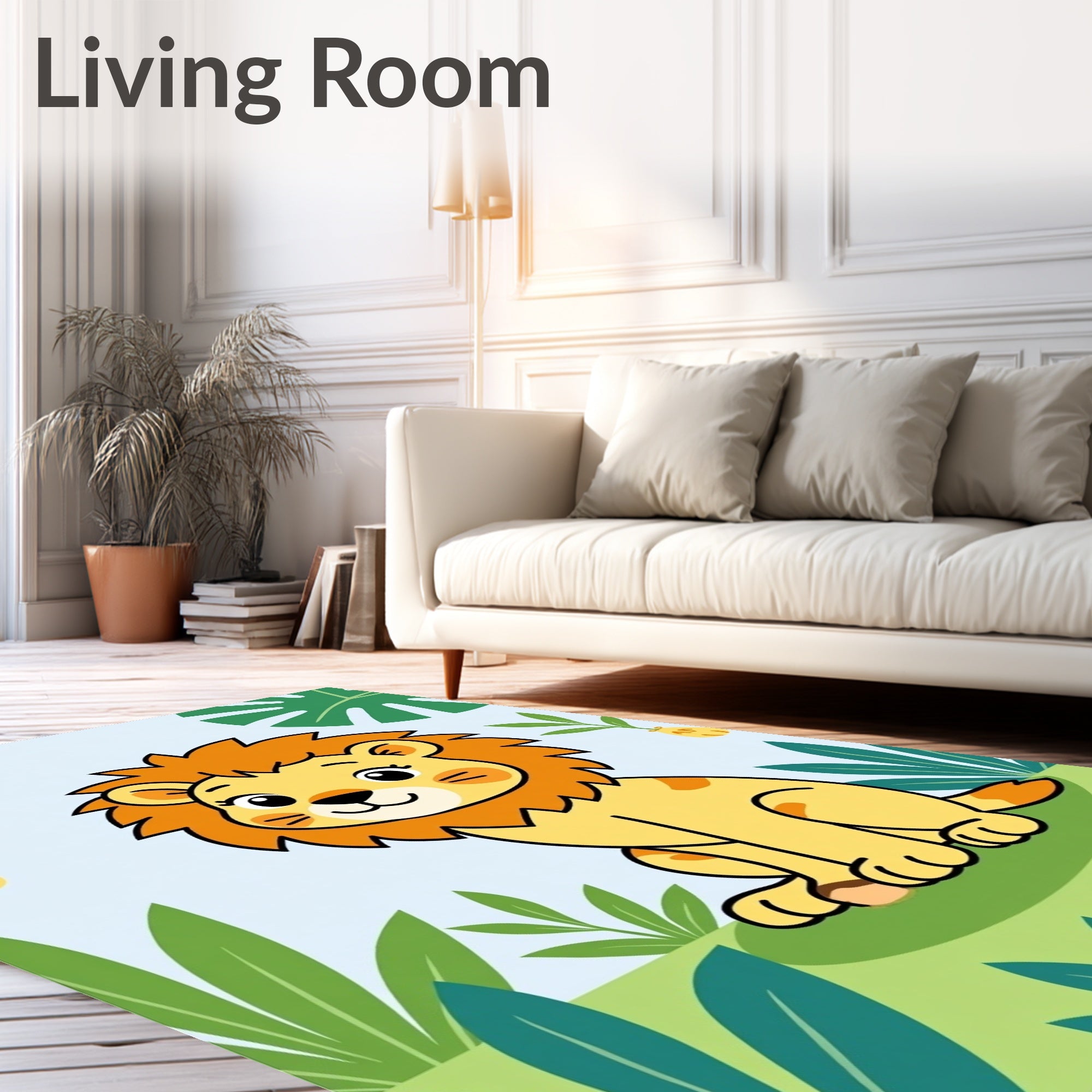 Cute Lion Jungle Pattern Rug