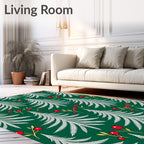 White Evergreen Forest Red Berry Rug