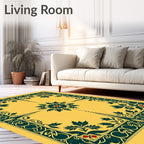 Emerald Floral Crest Yellow Pattern Rug