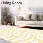 Soft Yellow Abstract Swirl Design Rug