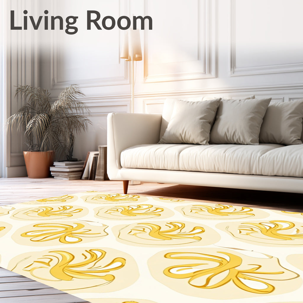 Yellow Swirl Abstract Organic Pattern Rug